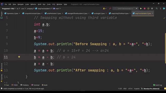 JAVA #15 - Java Program to Swap Two Variables Without Using Third Variable смотреть онлайн