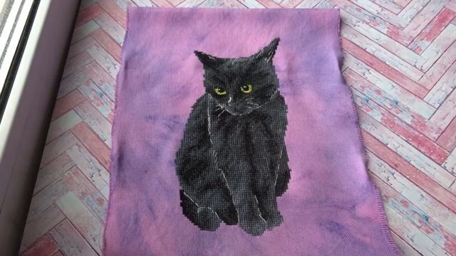 Черный кот - готовая работа. Кошачьи истории. Вышивка крестом смотреть онлайн