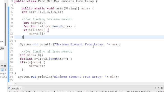 Find the max & min numbers from the array using java смотреть онлайн
