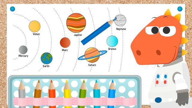Learn with Eddie How to Color Planets 🌍 Eddie the Dinosaur Learns Solar System Planets смотреть онлайн