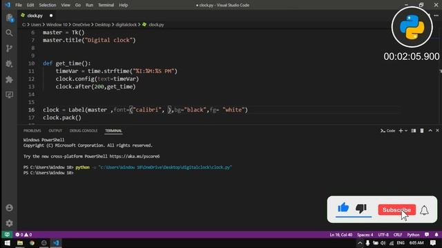 Make a Digital clock Using python projects for beginners смотреть онлайн