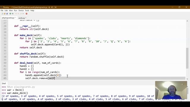 Method for dealing cards in Deal Class Python смотреть онлайн