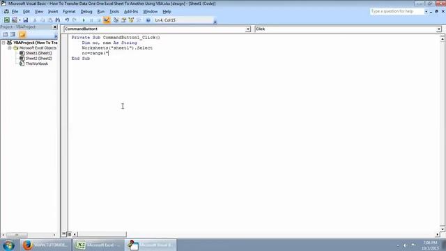 How To Transfer Data One Excel Sheet To Another Using VBA Part-1 смотреть онлайн