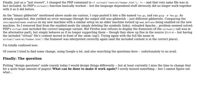 PHP `virtual()` with Apache MultiViews not working after upgrade to Ubuntu 12.04 смотреть онлайн