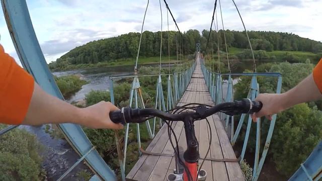 Товарковский навесной мост через р.Угру нац. парк "Угра" 05.06.2016 смотреть онлайн