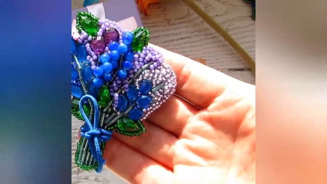 Брошь букет фиолетовый из бисера ручной работы Любови Кливер смотреть онлайн