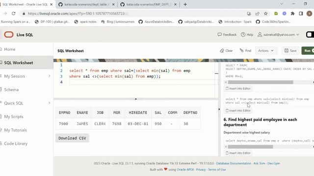 SQL Query find highest and 2nd highest paid employee from employee table смотреть онлайн