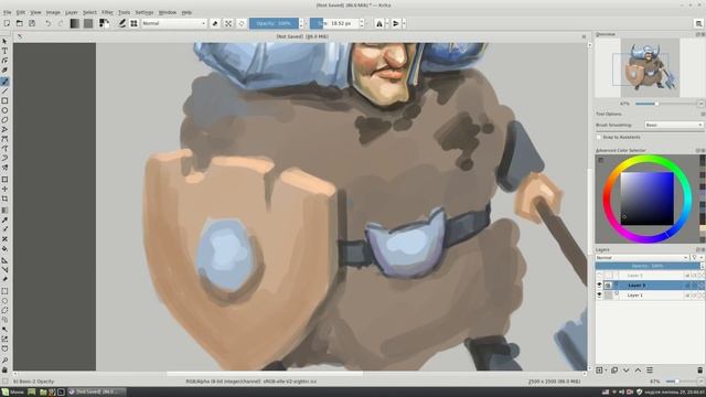 Character design. Quick color sketch with Krita. смотреть онлайн