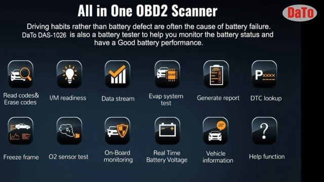DaTo DAS-1026 | Bluetooth OBD2 Scanner for All Cars | Wireless Pocket Size Scanner #dato смотреть онлайн