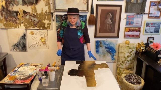 Абстрактная картина с золотой поталью за 10 минут смотреть онлайн