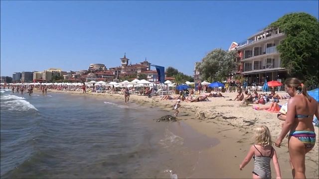 Walk along the beautiful Sunny Beach (Slanchev Bryag) in Bulgaria смотреть онлайн