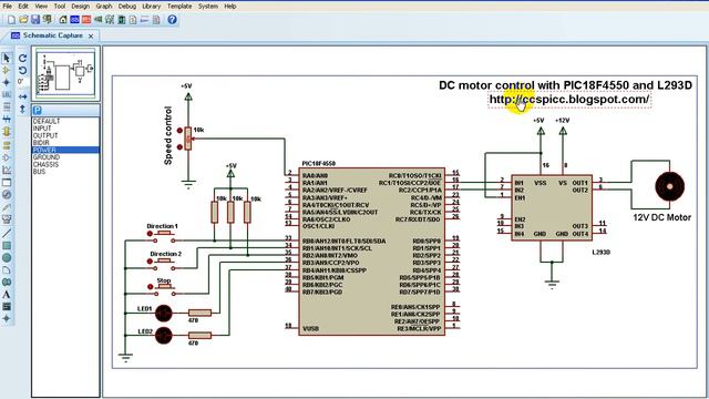DC motor speed and direction control with PIC18F4550 and L293D CCS PIC C смотреть онлайн