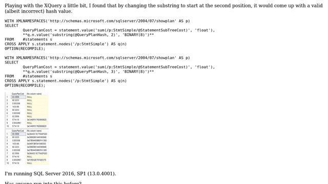 SQL Server Query Plan XML: QueryPlanHash Length смотреть онлайн