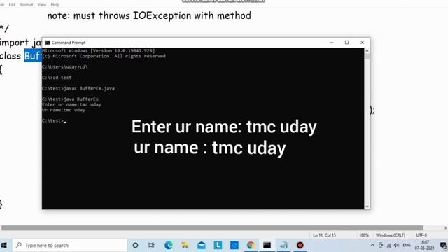 1.7.2.user input using BufferedReader class in java tutorial in TELUGU смотреть онлайн