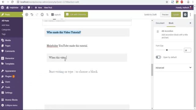 WordPress How to Add Accordion into Post or Page Gutenberg Editor смотреть онлайн