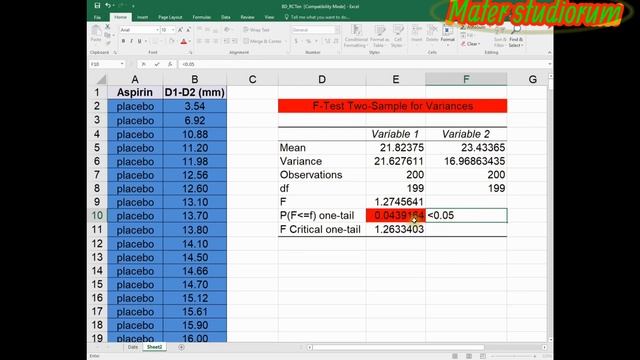 How to use Student test (T test) in Excel to compare means for two treatment groups. Statistics. смотреть онлайн