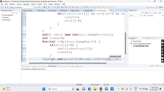 Program for remove duplicate array elements for int and String type array смотреть онлайн