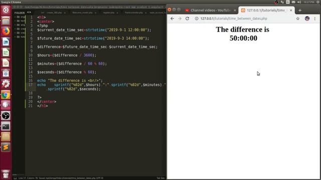 PHP Tutorial | Display Days : Hours : Minutes : Seconds Between Two Dates смотреть онлайн