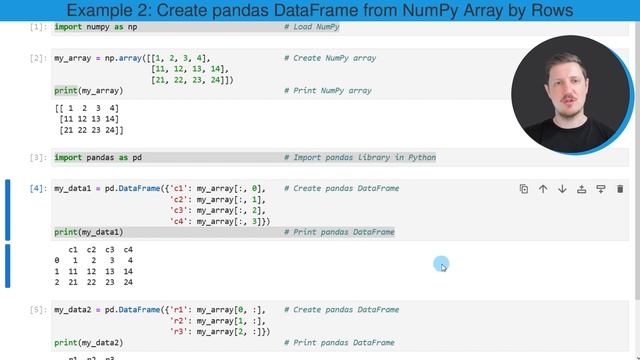 Convert NumPy Array to pandas DataFrame in Python (2 Examples) | Create from Matrix | Columns & Row смотреть онлайн