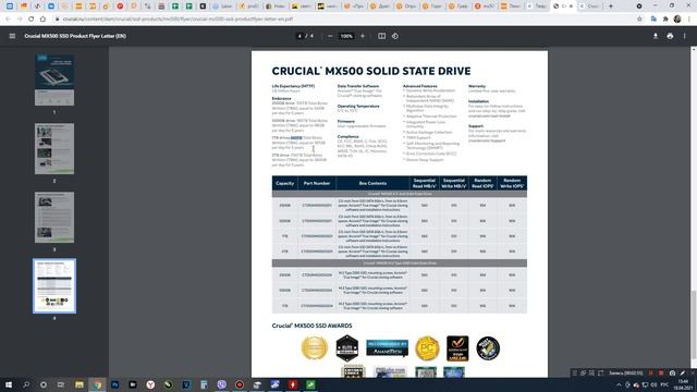 SSD Crucial MX500 1TB CT1000MX500SSD1