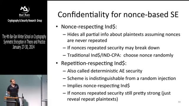 Winter School: Authenticated encryption schemes and Misuse-resistance - Thomas Ristenpart смотреть онлайн