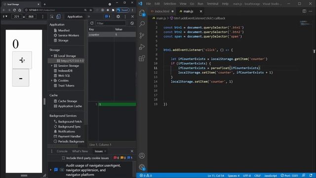 Learn the local storage making a counter, pure JavaScript no frameworks смотреть онлайн