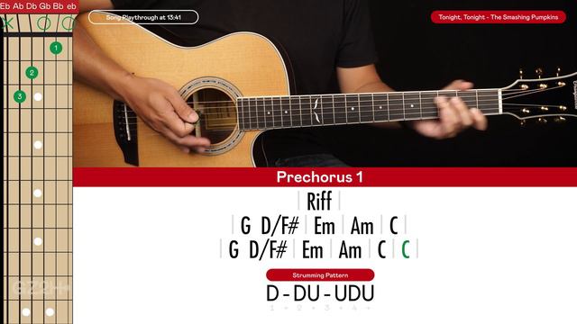 Tonight Tonight Guitar Tutorial - The Smashing Pumpkins Guitar Lesson |Chords + Strumming| смотреть онлайн