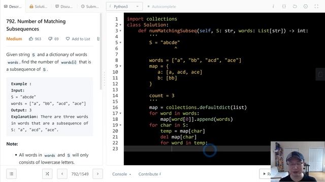 792. Number of Matching Subsequences | English | Medium смотреть онлайн