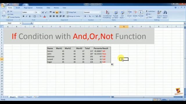 Use of and, or, not function in ms excel/- смотреть онлайн