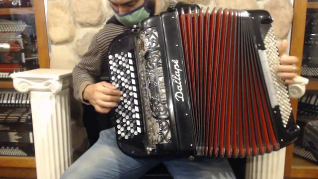 3845 - Black Dallape Organtone Chromatic Button Accordion 6 Row B System LMMH 93 140 $2999