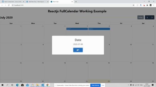 Reactjs FullCalendar open Sweetalert on dayclick event смотреть онлайн