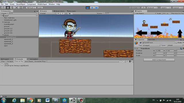 Unity3d #4 - Прыжок. Перемещение камеры за 2D персонажем