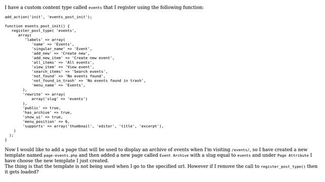 Wordpress: CPT custom archive template does not get loaded смотреть онлайн