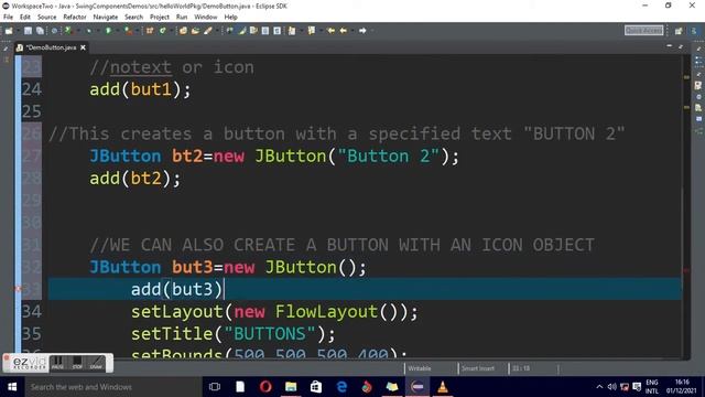 Creating Buttons in Java using Java Swing inherited from Abstract Button class tutorial 1 смотреть онлайн
