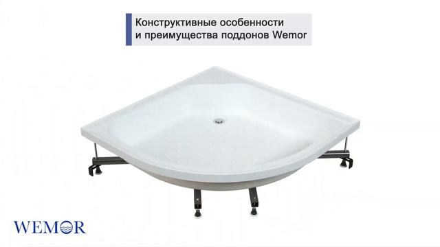 Инструкция по установке душевых акриловых поддонов (четверть круга) бренда Wemor смотреть онлайн