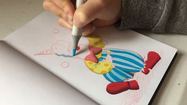 Copic Marker Challenge | Clown Illustration Drawing | Freelance Illustrator Copic Art смотреть онлайн