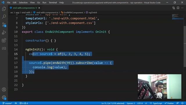 EndWith Operator in RxJS | Using endWith to emit specific value on completion | Angular смотреть онлайн