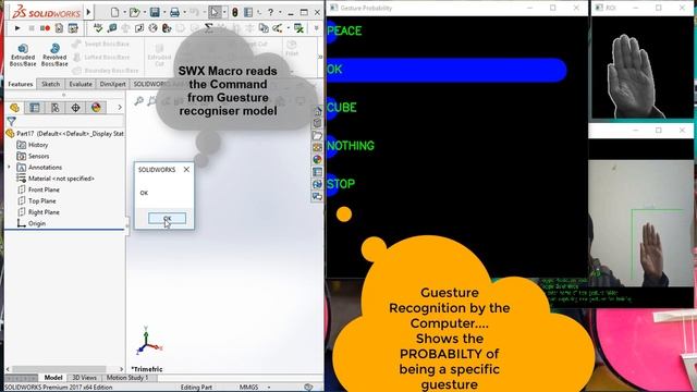 Solidworks API/Macro with Tensorflow/OpenCV Gesture Recognition Example смотреть онлайн