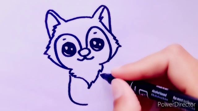Как нарисовать милого щенка Хаски. смотреть онлайн