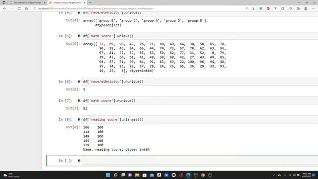 Four Pandas Functions - unique, nunique, nlargest, nsmallest смотреть онлайн