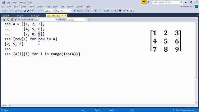 How to Retrieve Columns and Diagonals from Matrices Using List Comprehensions смотреть онлайн