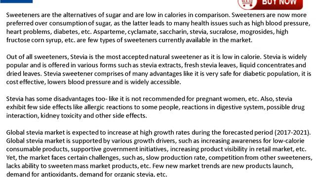 Stevia Industry 2021 Market Trends And Competitive Landscape Analysis