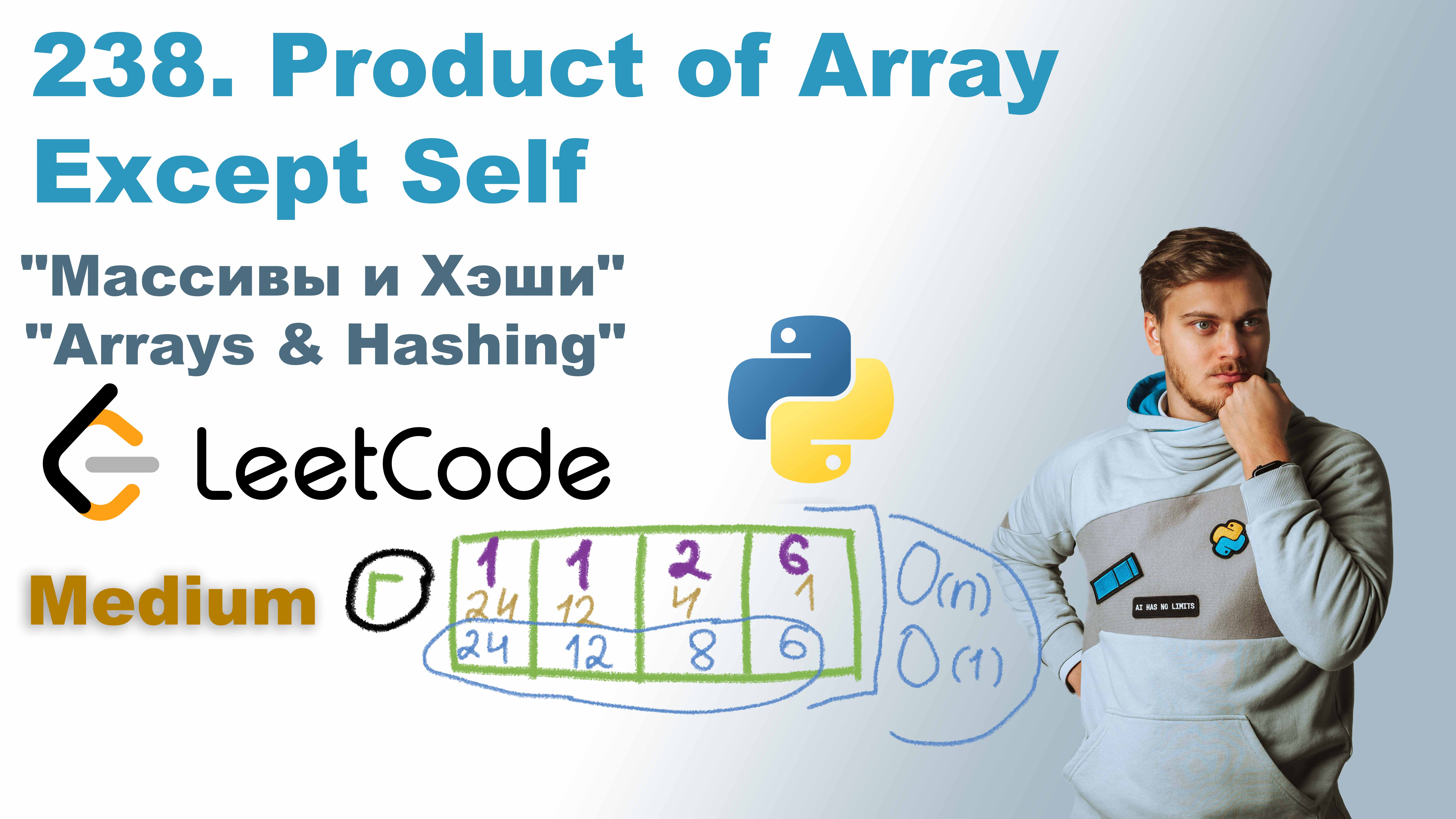 Product of Array Except Self | Решение на Python | LeetCode 238 смотреть онлайн