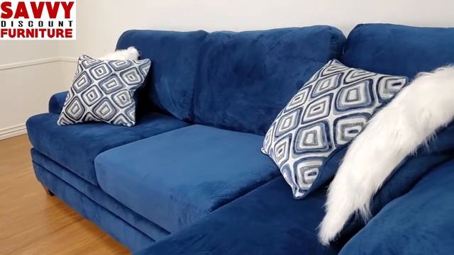 Albany Groovy Navy Sectional Sofa смотреть онлайн