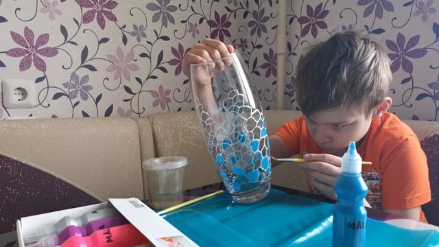 #Витражная роспись вазы, #time laps, #рисование смотреть онлайн