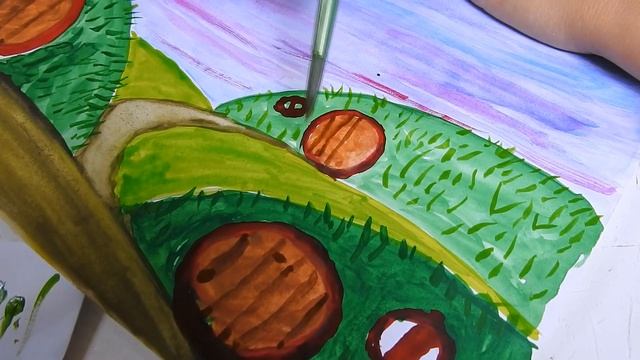 Рисуем Акварелью поселение Хоббитов. Малюємо Аквареллю. Draw Hobbiton Watercolor смотреть онлайн