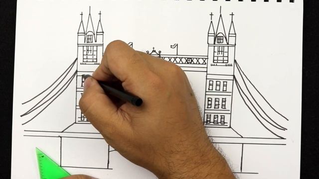 Learn how to draw London Bridge using ruler, video for kids to learn drawing and enjoy art, 儿童简笔画教程 смотреть онлайн