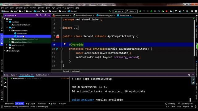 13 - Android Studio Tutorial (Intent)| شرح intent كيفية الانتقال لصفحه اخري وارسال بيانات . смотреть онлайн