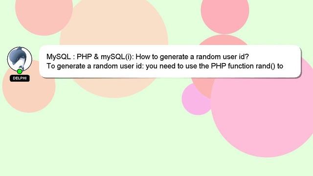 MySQL : PHP & mySQL(i): How to generate a random user id? смотреть онлайн