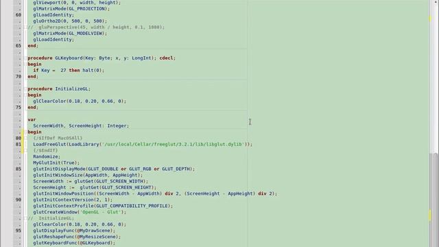 OpenGL на MacOS через FreeGlut. Lazarus, но вообще подойдёт для всех сред программирования. смотреть онлайн
